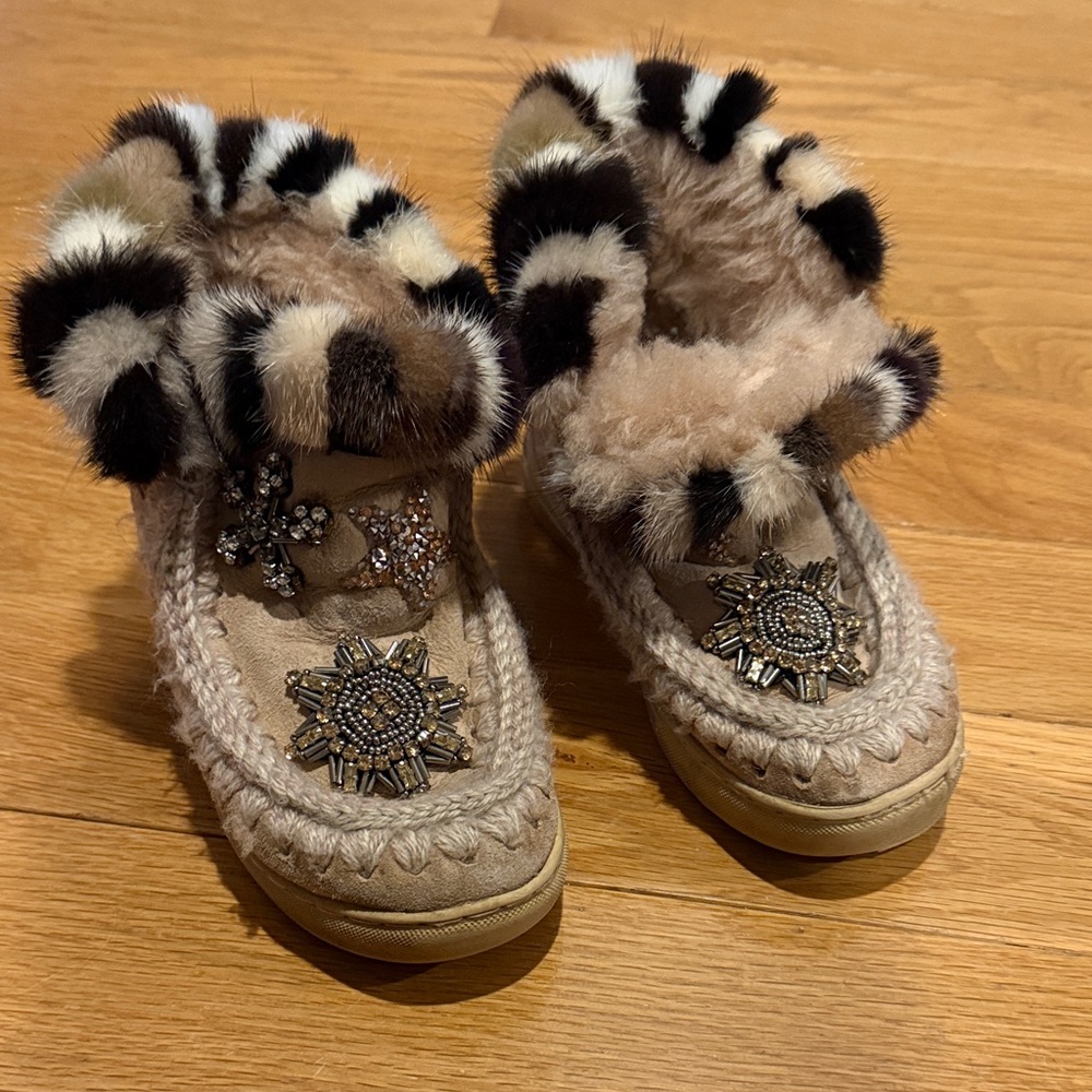 Mou Tan Kids Boots with Fur Trim
